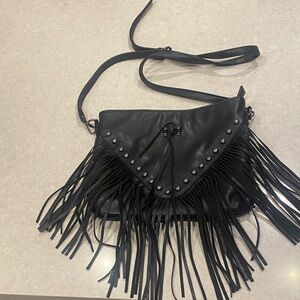 Forever 21 Black Studded Fringe Crossbody Bag